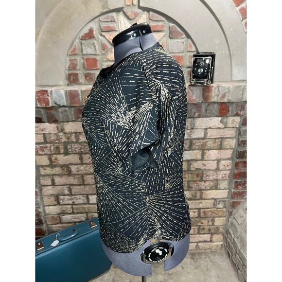 1980s top Silver gold  black Metallic geometric - Picture 7 of 10